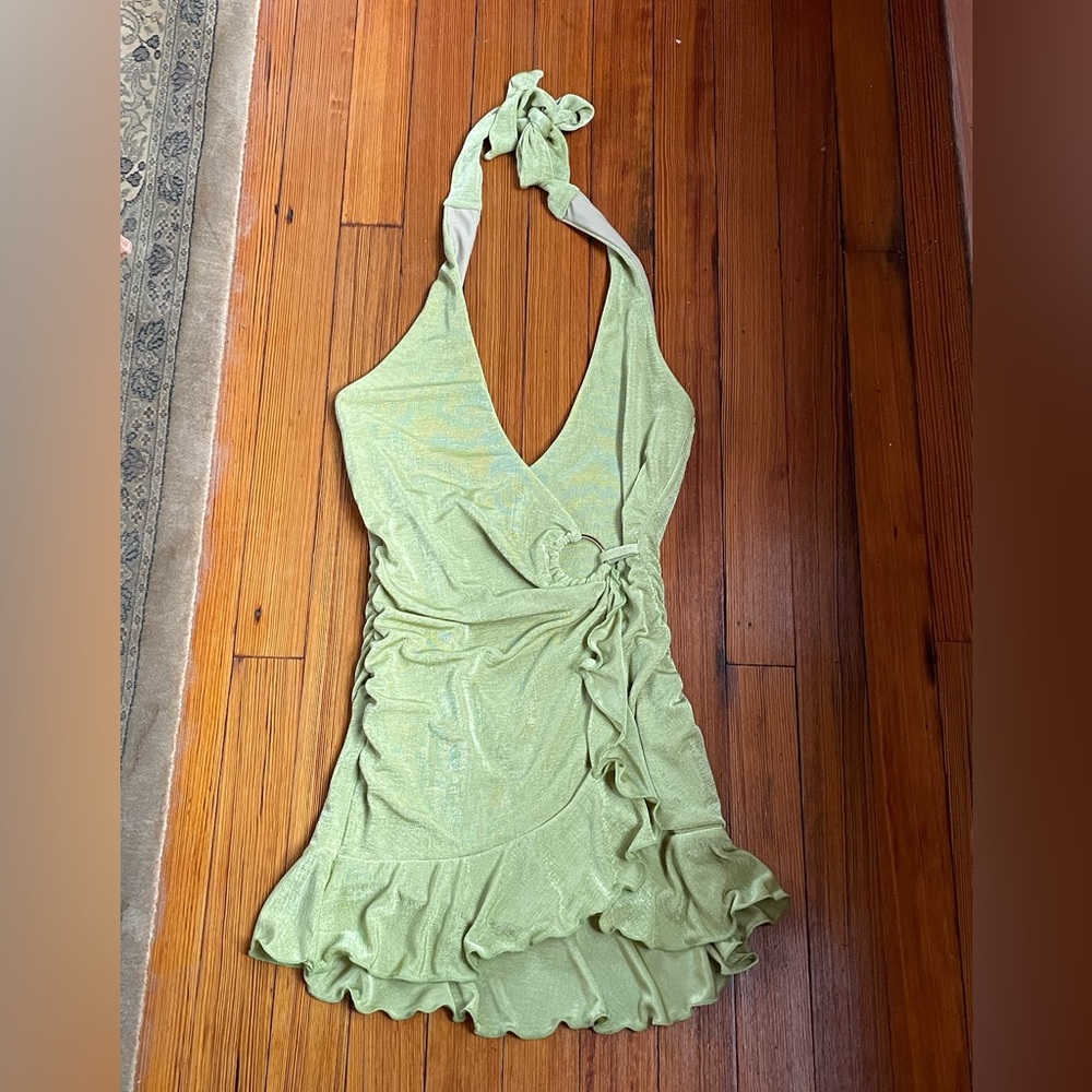 Like New Never Worn - White Fox green halter mini dress size S